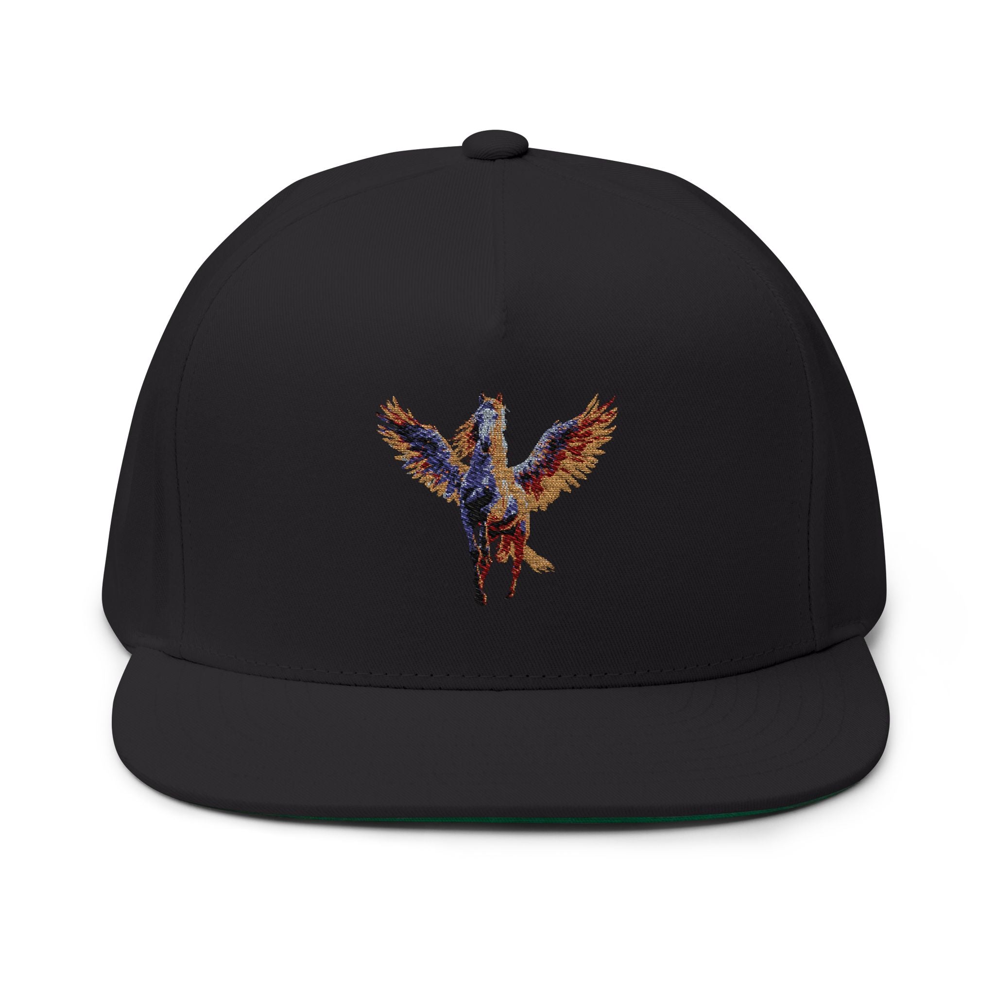 Majestic Pegasus Flat Bill Cap, Embroidered Snapback Hat, Casual Wear, Gifts for Horse Lovers, Unique Headwear