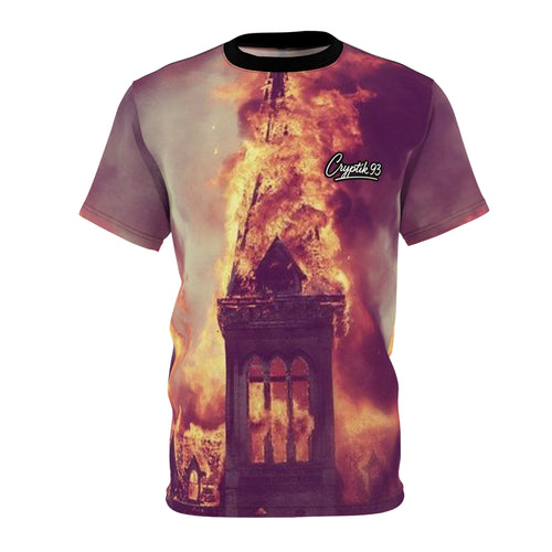 Burning Church Tee —€R¥PTIK93 All-Over Print Shirt