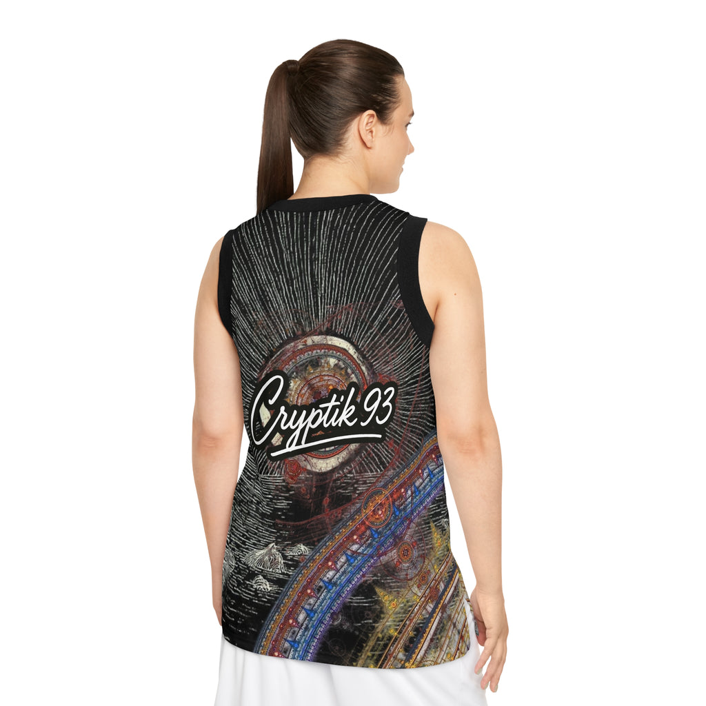 €R¥PTIK93 Graphic Basketball Jersey — Cosmic Vintage All-Over Print