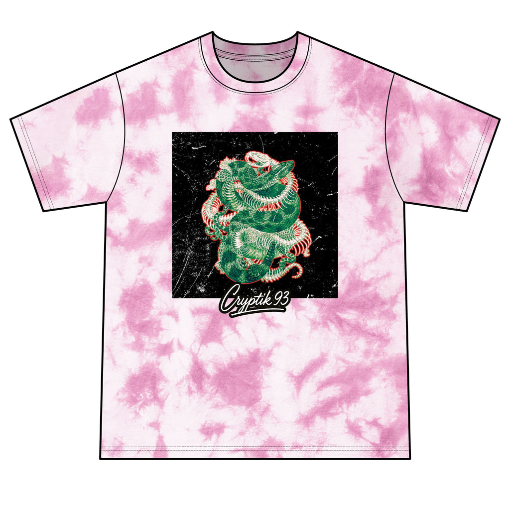€R¥RIPTIK93 Snake Tie-Dye Tee — Green Retro Graphic T-Shirt