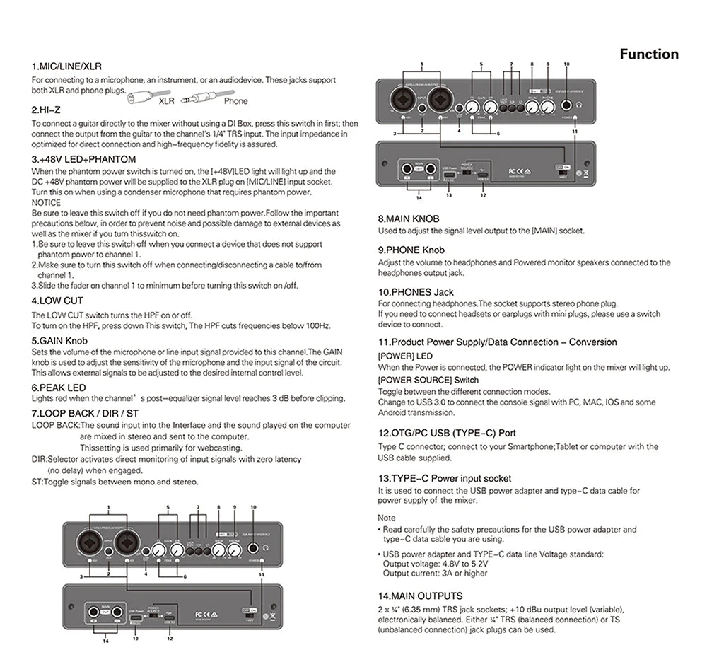 UC22 Audio Interface Sound Card 24-bit/192KHz AD Converter, Electric Guitar Live Recording Professional Studio Singing, Podcast