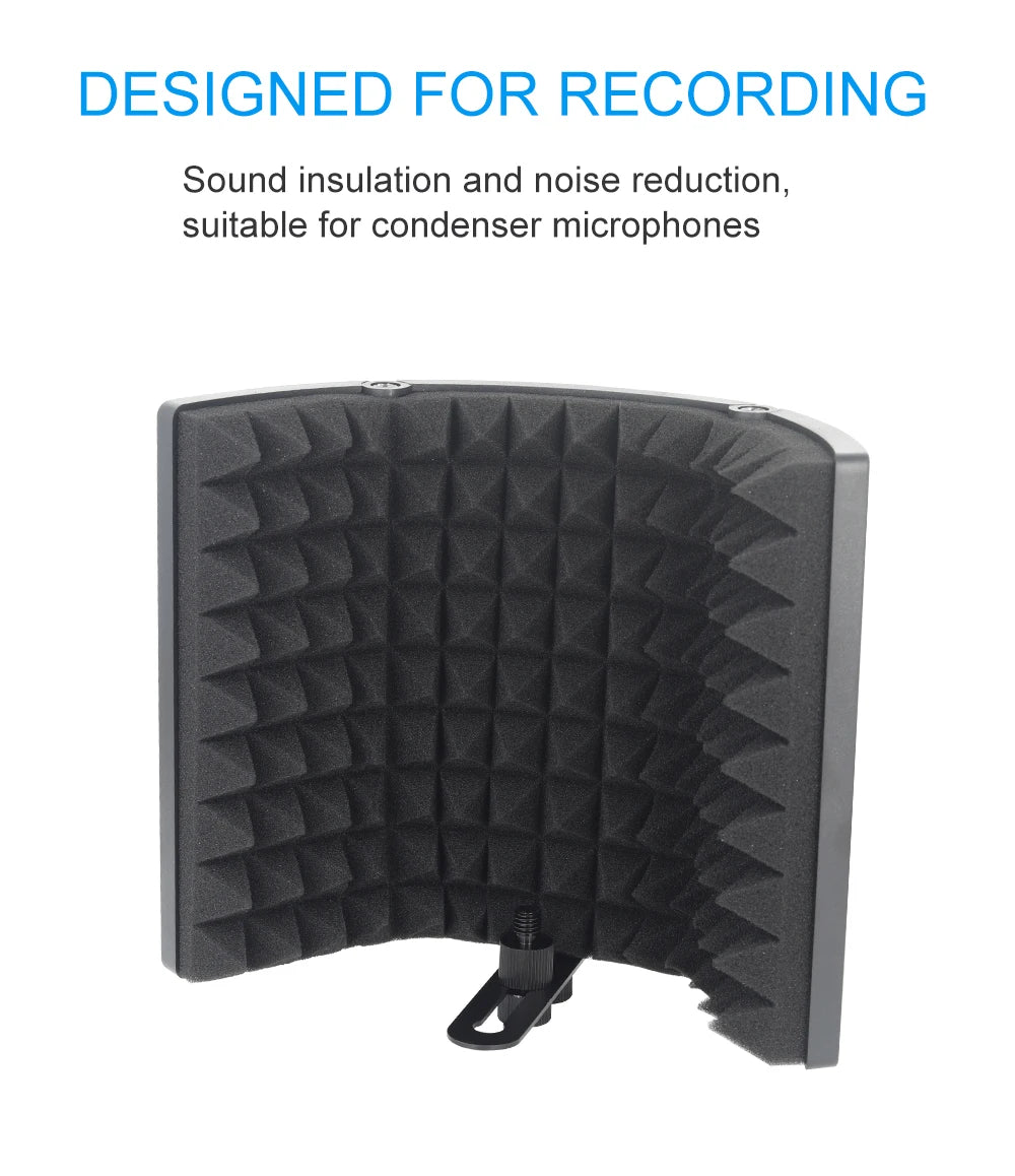 Microphone isolation hood, foldable microphone shield with triple sound isolation, suitable for microphone recording equipment