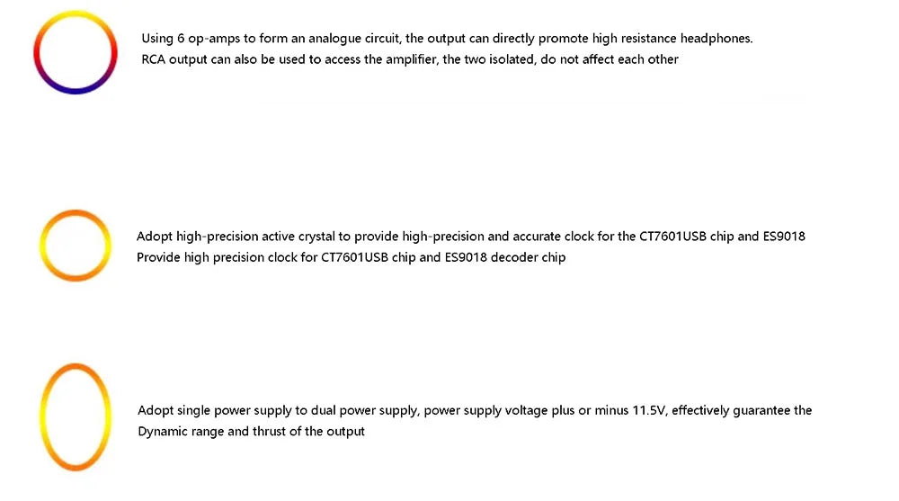 Digital Audio Decoder ES9018 DAC 32BIT 384KHz DSD256 Lossless Decoding HIFI Sound Card Headphone Amplifier CT7601 USB Chip