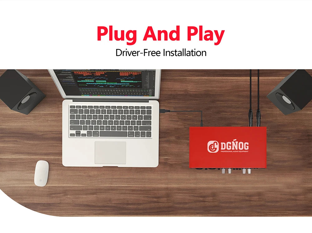 UC22 Audio Interface Sound Card 24-bit/192KHz AD Converter, Electric Guitar Live Recording Professional Studio Singing, Podcast